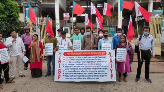 AIYF and AISF held a protest rally on 8 Points demand